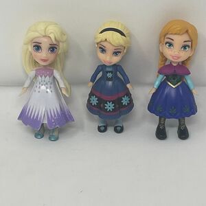 Disney Frozen Elsa & Anna Mini Dolls Lot of 3 Poseable Figures 3.5”
